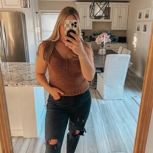 Universal thread brown knit tank